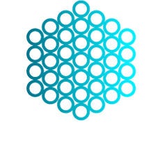 Circles of blue-green gradient grouped together to form a larger circle.