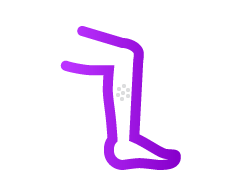 Line art icon of leg and dots signifying skin changes.