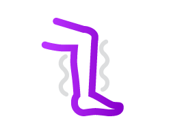 Icon showing a leg with wavy lines indicating aching leg.