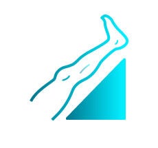 Leg elevated on gradient blue green triangle.