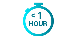 Clock icon representing time-related procedure under an hour.
