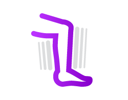 Line art icon of leg with lines surround calf.