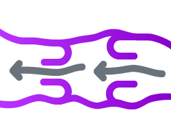 Line art icon of arrows in wavy lines signifying weak valves.