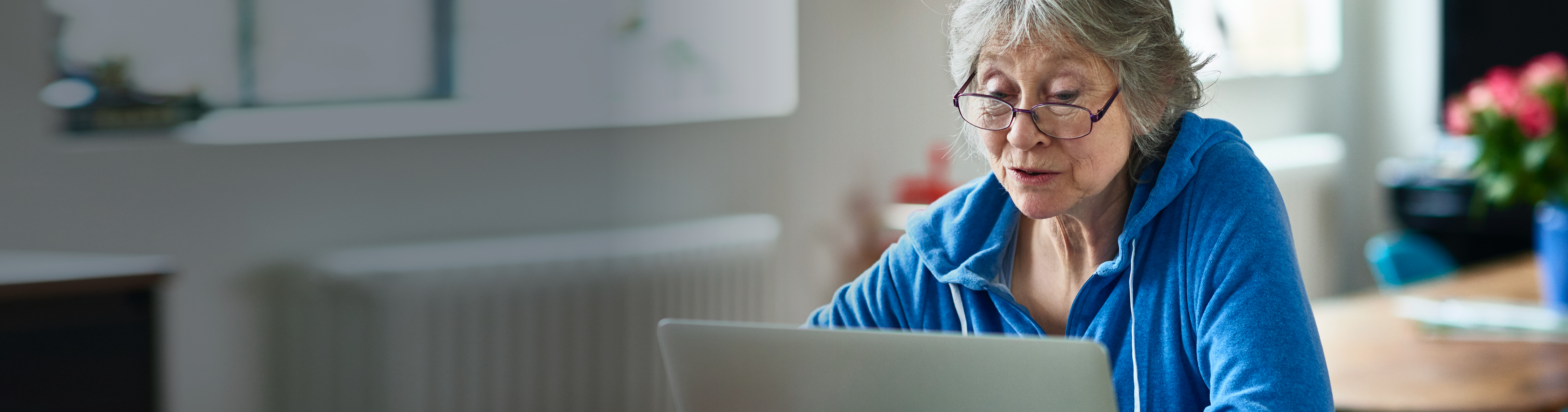 Senior woman researching on the computer