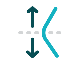 arrow above and below knee