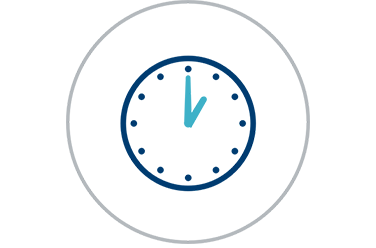 Clock with hands pointing to one o'clock.