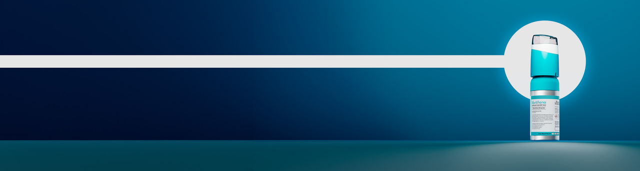 Blue gradient with a white circle, representing Varithena's innovative approach to vein treatment.