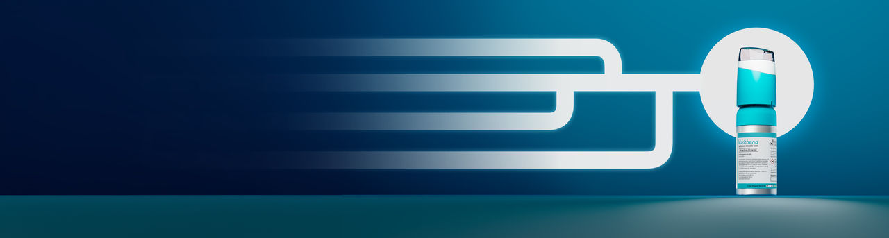 Blue gradient circle graphic with multiple lines, representing a dynamic approach to Varithena's clinical evidence.